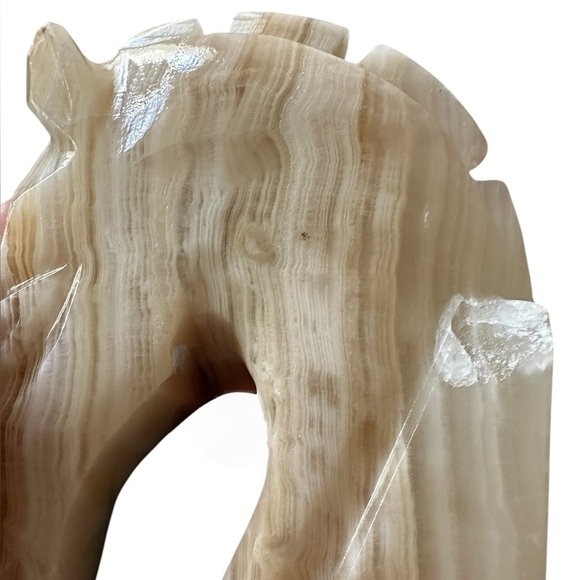 Pair of Onyx Horse Head Bookend Stone Horse Head Figurines Handcrafted Bookends - Picture 11 of 11